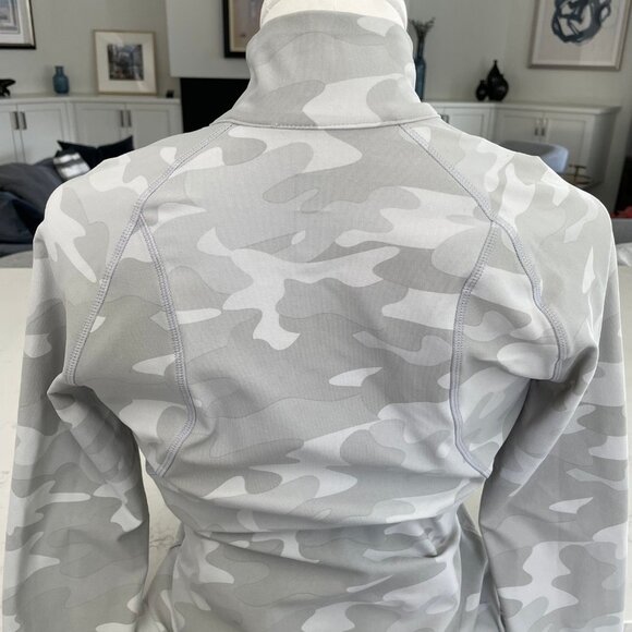 Lole Activewear Full Zip Hi Collar Nylon Blend Camo Print Jacket Green/Grey Sz S - Picture 5 of 11